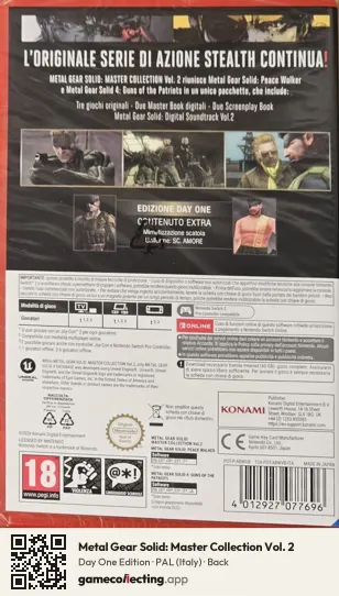 Metal Gear Solid: Master Collection Vol. 2 Nintendo Switch 2, Italy box back