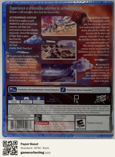 Paper Beast PlayStation 4, NTSC box back