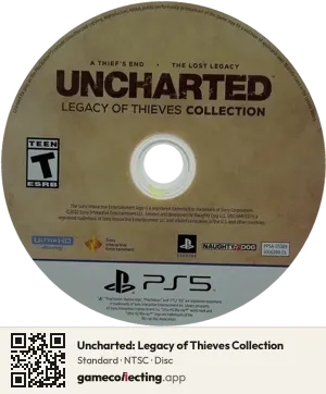 Uncharted: Legacy of Thieves Collection PlayStation 5, NTSC disc