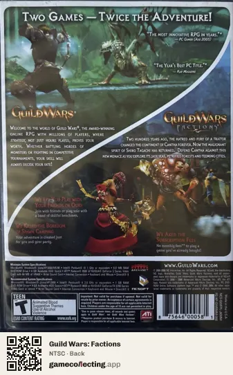 Guild Wars: Factions Computer, NTSC box back
