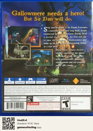 MediEvil PlayStation 4, NTSC box back