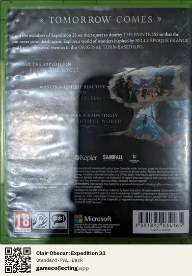 Clair Obscur: Expedition 33 Xbox Series X, PAL box back