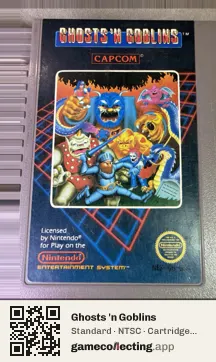 Ghosts 'n Goblins Nintendo Entertainment System, NTSC cartridge label