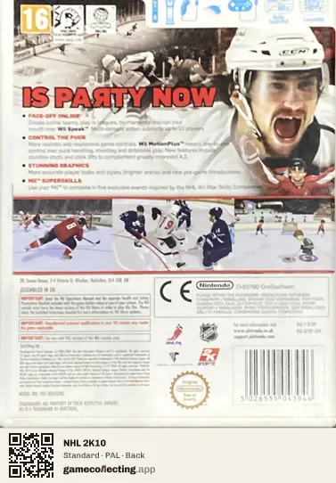 NHL 2K10 Nintendo Wii, PAL box back