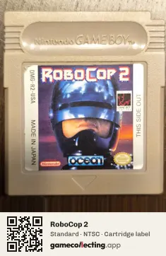 RoboCop 2 Game Boy, NTSC cartridge label