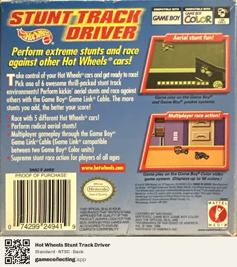 Hot Wheels Stunt Track Driver Game Boy Color, NTSC box back