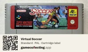 Virtual Soccer Super Nintendo Entertainment System, PAL cartridge label