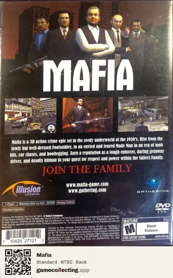 Mafia PlayStation 2, NTSC box back