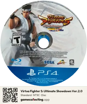 Virtua Fighter 5: Ultimate Showdown Ver.2.0 PlayStation 4, NTSC disc
