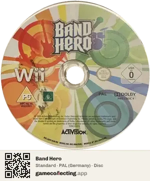 Band Hero Nintendo Wii, PAL disc