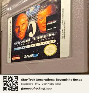 Star Trek Generations: Beyond the Nexus Game Boy, PAL cartridge label