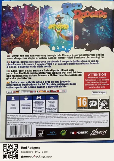 Rad Rodgers PlayStation 4, PAL box back