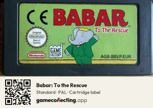 Babar: To the Rescue Game Boy Advance, PAL cartridge label