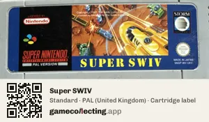 Super SWIV Super Nintendo Entertainment System, PAL cartridge label