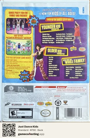 Just Dance Kids Nintendo Wii, NTSC box back