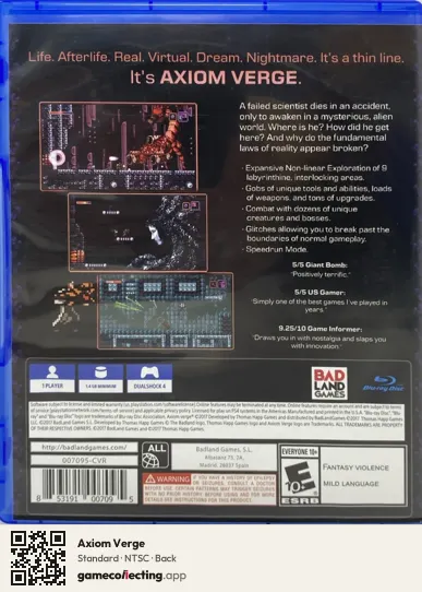 Axiom Verge PlayStation 4, NTSC box back