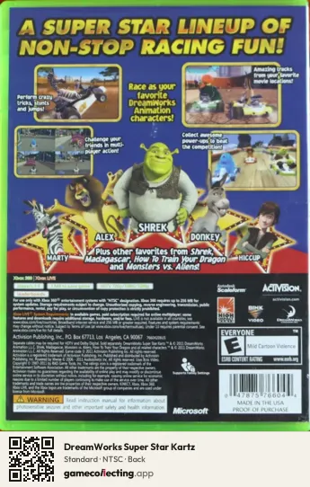 DreamWorks Super Star Kartz Xbox 360, NTSC box back