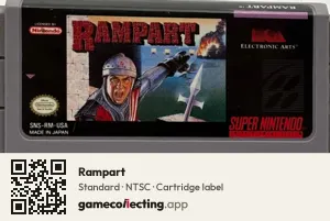 Rampart Super Nintendo Entertainment System, NTSC cartridge label