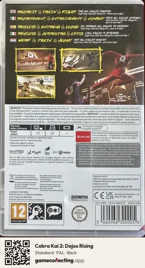 Cobra Kai 2: Dojos Rising Nintendo Switch, PAL box back