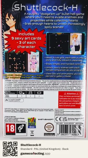 Shuttlecock-H Nintendo Switch, United Kingdom box back