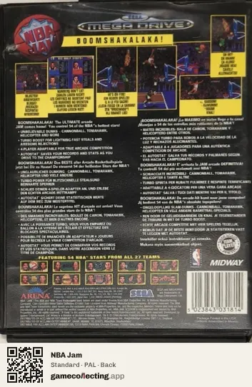 NBA Jam Sega Mega Drive / Genesis, PAL box back