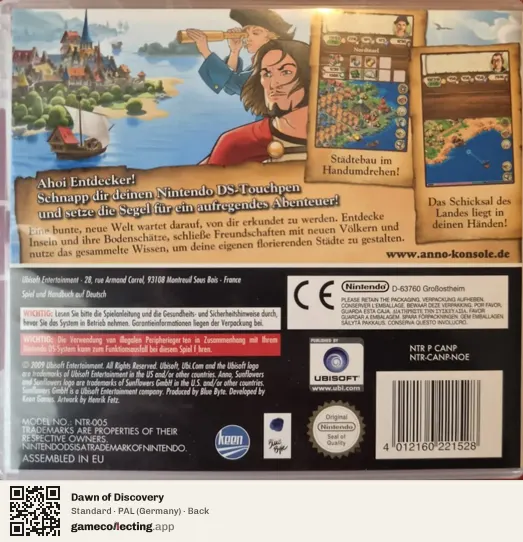Dawn of Discovery Nintendo DS, Germany box back