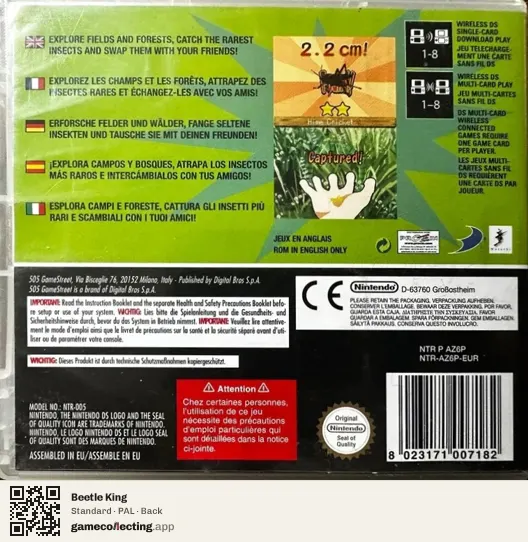Beetle King Nintendo DS, PAL box back