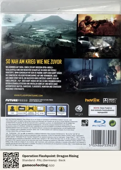 Operation Flashpoint: Dragon Rising PlayStation 3, Germany box back