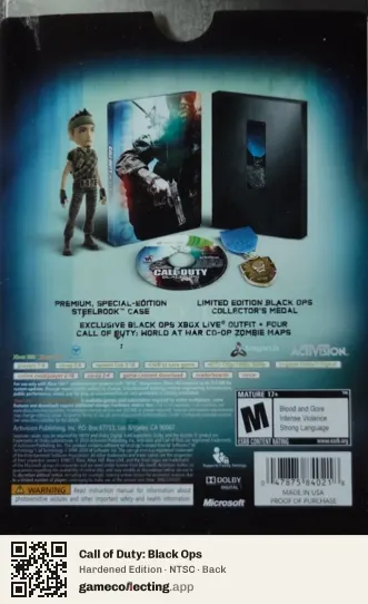 Call of Duty: Black Ops Xbox 360, NTSC box back
