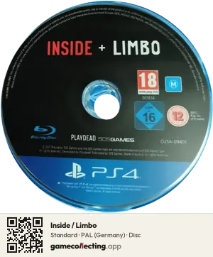 Inside / Limbo PlayStation 4, PAL disc
