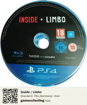 Inside / Limbo PlayStation 4, PAL disc