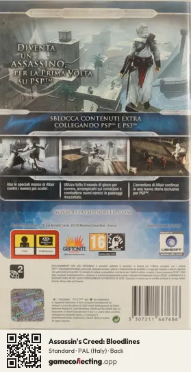 Assassin's Creed: Bloodlines PlayStation Portable, Italy box back
