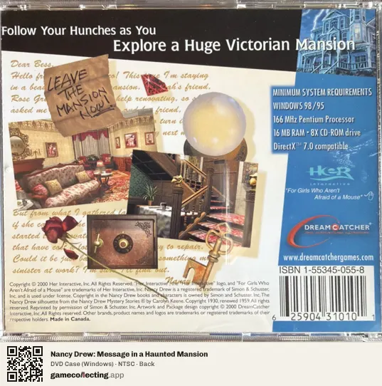 Nancy Drew: Message in a Haunted Mansion Computer, NTSC box back