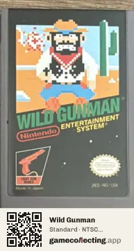 Wild Gunman Nintendo Entertainment System, NTSC cartridge label