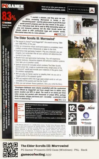 The Elder Scrolls III: Morrowind Computer, PAL box back