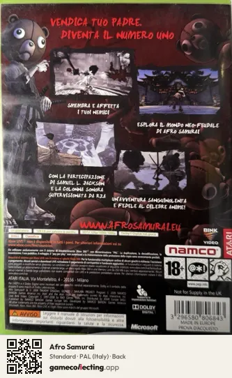 Afro Samurai Xbox 360, Italy box back