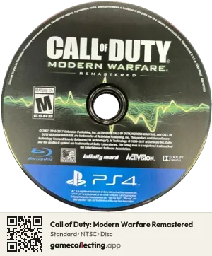 Call of Duty: Modern Warfare Remastered PlayStation 4, NTSC disc