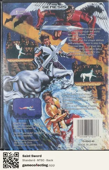 Saint Sword Sega Mega Drive / Genesis, NTSC box back