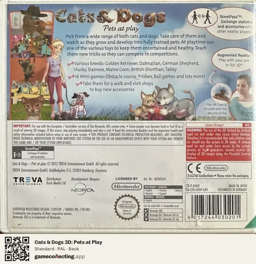 Cats & Dogs 3D: Pets at Play Nintendo 3DS, PAL box back