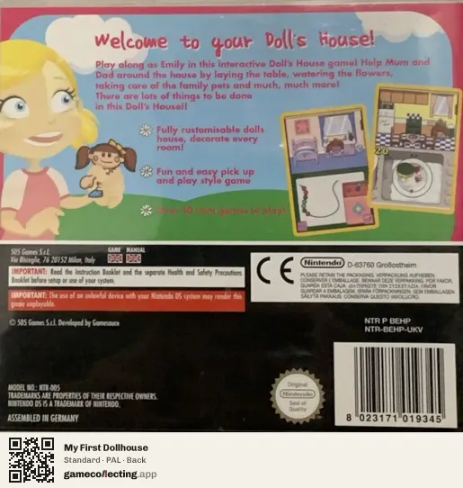 My First Dollhouse Nintendo DS, PAL box back
