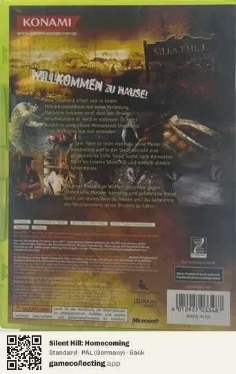 Silent Hill: Homecoming Xbox 360, Germany box back