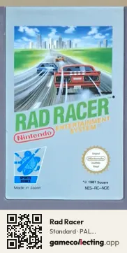 Rad Racer Nintendo Entertainment System, PAL cartridge label