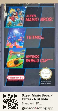 Super Mario Bros. / Tetris / Nintendo World Cup Nintendo Entertainment System, PAL cartridge label