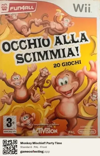 Monkey Mischief! Party Time Nintendo Wii, PAL box front
