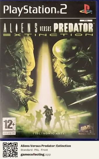 Aliens Versus Predator: Extinction PlayStation 2, PAL box front
