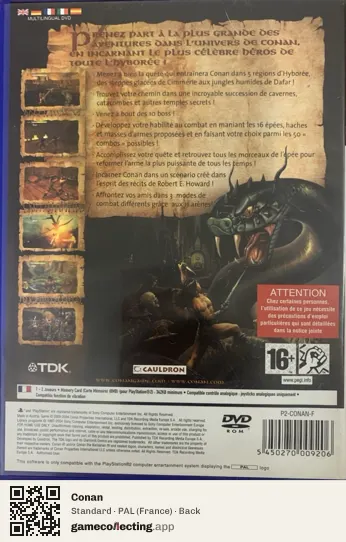 Conan PlayStation 2, France box back