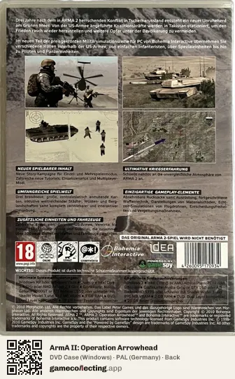 ArmA II: Operation Arrowhead Computer, Germany box back