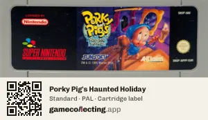 Porky Pig's Haunted Holiday Super Nintendo Entertainment System, PAL cartridge label