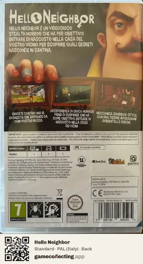 Hello Neighbor Nintendo Switch, Italy box back
