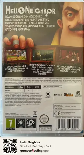 Hello Neighbor Nintendo Switch, Italy box back